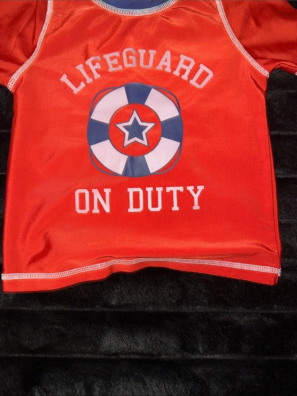 Revolution Kids Red Lifeguard 'On Duty' Swim Rashguard